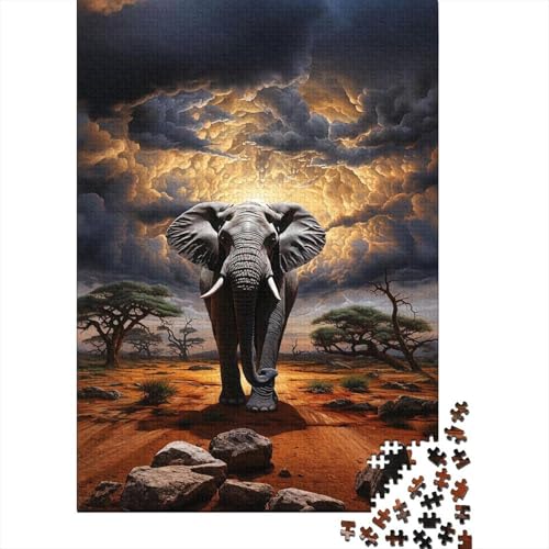 Elephant 1000-Puzzleteile Guardian of The Wild Elephant Under Dramatic Skies Puzzle Für ErwachseneWohndekoration GeschenkGeschenke Für Erwachsene100% RecyclingkartonGeeignet Für Erwachsene Und Kinder von WQIRALFEX