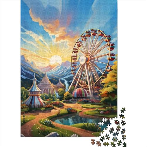Ferris Wheel 1000-Puzzleteile Amusement Park PuzzleChallenge SpielzeugGeschenke Für ErwachseneHochwertige 100% Recycelte PappeGeeignet Für Erwachsene Und Kinder 1000pcs (75x50cm) von WQIRALFEX