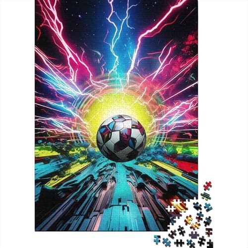Football 1000-Puzzleteile Lightning PuzzleWohndekoration GeschenkPädagogische Spiele GeschenkeHochwertige 100% Recycelte PappeGeeignet Für Erwachsene Und Kinder 1000pcs (75x50cm) von WQIRALFEX