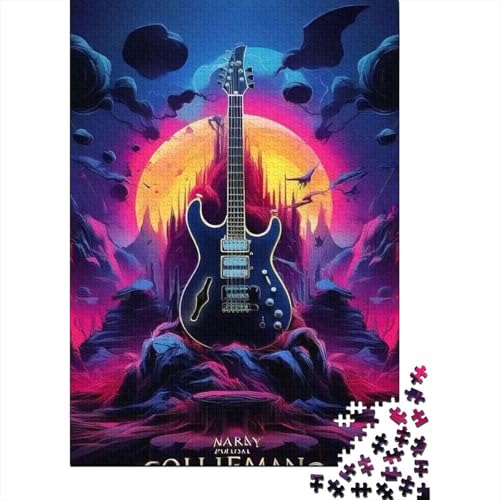 Guitar 1000-Puzzleteile Musical Instrument PuzzleWohndekoration Geschenk1000-Geschenke Für ErwachseneHochwertige 100% Recycelte PappeGeeignet Für Erwachsene Und Kinder 1000pcs (75x50cm) von WQIRALFEX