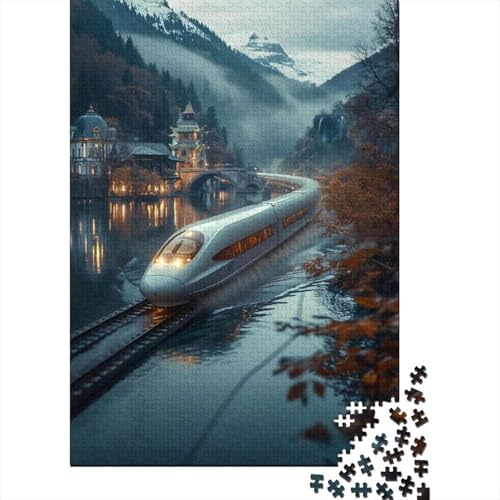 High-speed Rail 1000-Puzzleteile Landscape Poetry And Painting PuzzleKann Stress LindernHerausforderung Puzzle SpielHochwertige 100% Recycelte PappeGeeignet Für Erwachsene Und Kinder 1000pcs (75x50cm) von WQIRALFEX