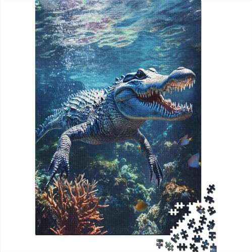 Krokodil Puzzle 1000-teilige Schwer Puzzle Spielzeug Pädagogisches Spiel Impossible Herausforderungsspielzeug Für Erwachsene Und Kinder in Bewährter 1000pcs (75x50cm) von WQIRALFEX
