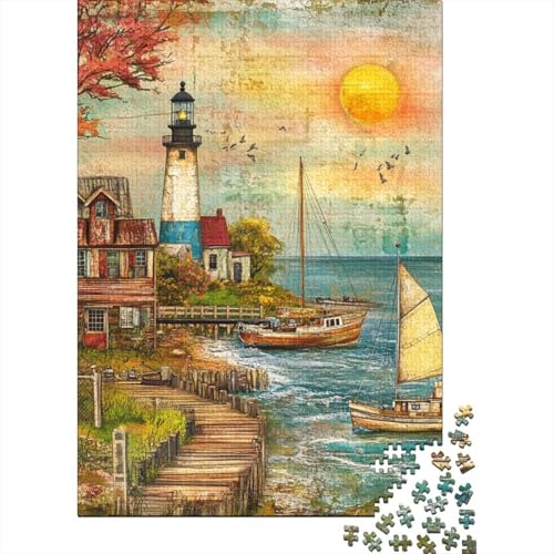 Küste Leuchtturm Puzzle 1000-teilige Schwer Puzzle Spielzeug Lernspiel Impossible Herausforderung Spielzeug Für Erwachsene Kinder 1000pcs (75x50cm) von WQIRALFEX