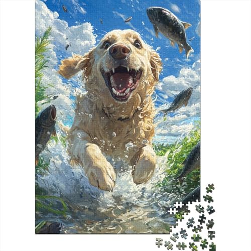 Labrador Retriever Puzzle 1000 Teile Schwer Puzzle Spielzeug Lernspiel Impossible Herausforderungsspielzeug Für Erwachsene Und Kinder in Bewährter 1000pcs (75x50cm) von WQIRALFEX