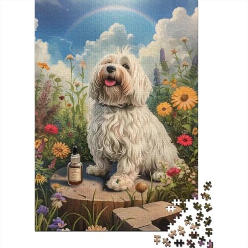 Lhasa Apso 1000-Puzzleteile Cute Dog Flower Realm PuzzleChallenge Spielzeug1000-Geschenke Für ErwachseneHochwertige 100% Recycelte PappeGeeignet Für Erwachsene Und Kinder 1000pcs (75x50cm) von WQIRALFEX