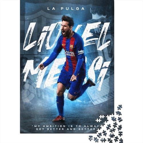 Lionel Messi 1000-Puzzleteile PuzzleWohndekoration GeschenkPädagogische Spiele GeschenkeHochwertige 100% Recycelte PappeGeeignet Für Erwachsene Und Kinder 1000pcs (75x50cm) von WQIRALFEX