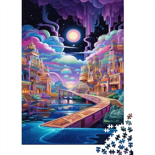 Moon City 1000-Puzzleteile Moon Realm Immortal City PuzzleHochwertiges Und Langlebiges GeschenkGeschenke Für Erwachsene100% RecyclingkartonGeeignet Für Erwachsene Und Kinder 1000pcs (75x50cm) von WQIRALFEX