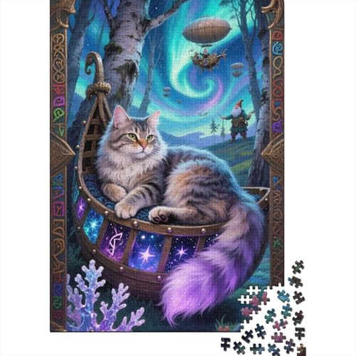 Norwegian Forest Cat 1000-Puzzleteile PuzzleKann Stress LindernHerausforderung Puzzle Spiel100% RecyclingkartonGeeignet Für Erwachsene Und Kinder 1000pcs (75x50cm) von WQIRALFEX