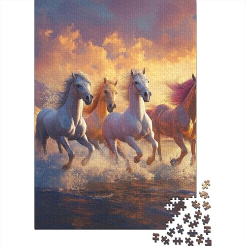 Pferd Puzzle 1000-teilige Schwer Puzzle Spielzeug Pädagogisches Spiel Impossible Herausforderungsspielzeug Für Erwachsene Und Kinder Ab 12 Jahren 1000pcs (75x50cm) von WQIRALFEX