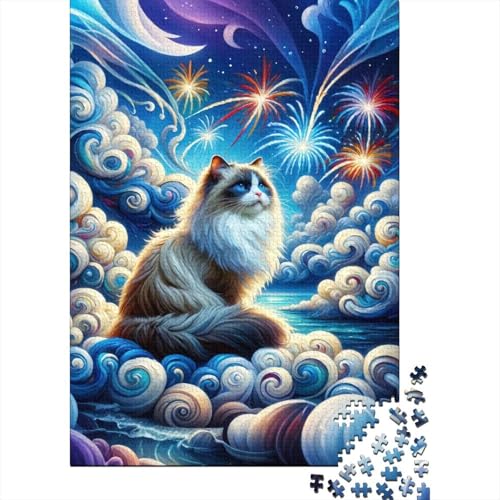 Ragdoll 1000-Puzzleteile Meow at The Milky Way PuzzleWohndekoration Geschenk1000-Geschenke Für ErwachseneHochwertige 100% Recycelte PappeGeeignet Für Erwachsene Und Kinder 1000pcs (75x50cm) von WQIRALFEX