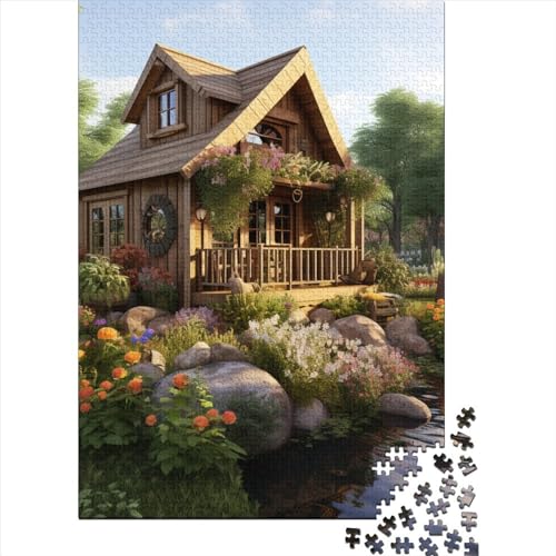 Rustikales Häuschen Puzzle 1000-teilige Schwer Puzzle Spielzeug Pädagogisches Spiel Impossible Herausforderungsspielzeug Für Erwachsene Und Kinder in Bewährter 1000pcs (75x50cm) von WQIRALFEX