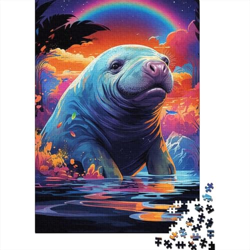 Seal 1000-Puzzleteile Rainbow Manatee Puzzle Für ErwachseneChallenge SpielzeugPädagogische Spiele Geschenke100% RecyclingkartonGeeignet Für Erwachsene Und Kinder 1000pcs (75x50cm) von WQIRALFEX