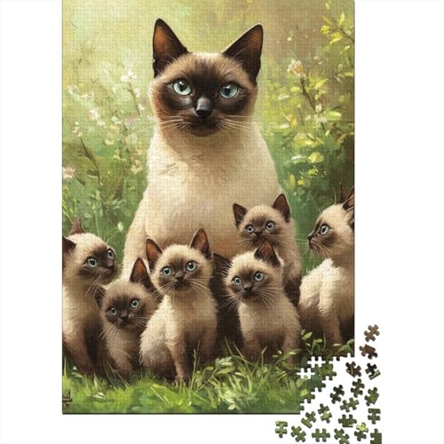 Siamesische Kätzchen Puzzle 1000 Teile Schwer Puzzle Spielzeug Pädagogisches Spiel Impossible Herausforderungsspielzeug Für Erwachsene Und Kinder in Bewährter 1000pcs (75x50cm) von WQIRALFEX