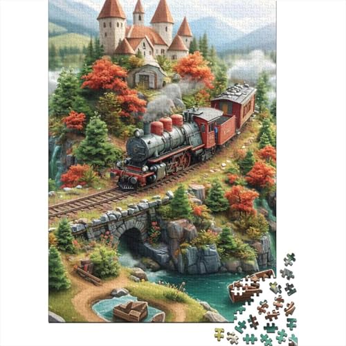 Train 1000-Puzzleteile Castle Train Puzzle Für ErwachseneChallenge SpielzeugPädagogische Spiele Geschenke100% RecyclingkartonGeeignet Für Erwachsene Und Kinder 1000pcs (75x50cm) von WQIRALFEX