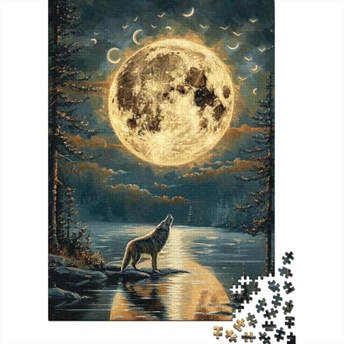 Wölfe im Mondlicht Puzzle 1000 Teile Schwer Puzzle Spielzeug Pädagogisches Spiel Impossible Herausforderung Spielzeug Für Erwachsene Und Kinder Ab 12 Jahren 1000pcs (75x50cm) von WQIRALFEX