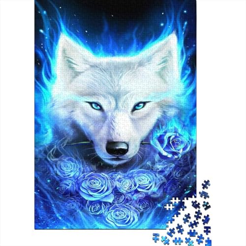 Wolf's Head 1000-Puzzleteile Blue Fire Wolf Head Puzzle Für ErwachseneKann Stress LindernHerausforderung Puzzle Spiel100% RecyclingkartonGeeignet Für Erwachsene Und Kinder 1000pcs (75x50cm) von WQIRALFEX