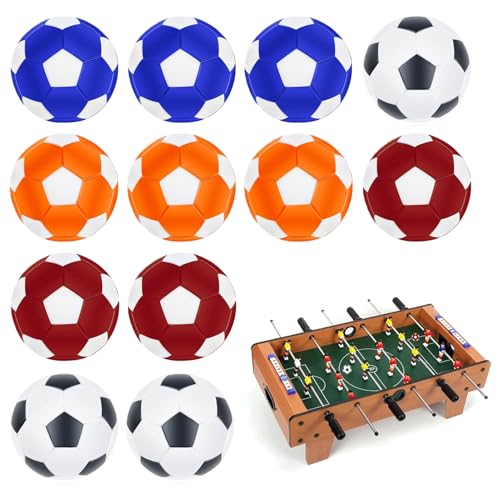 WQNNQW 12 Stück Kickerbälle,Kickerball,Tischkicker Bälle,Kicker Bälle,Mini Fussball,Tischkicker Ball,Tischfussball,Kicker Ball(32mm) Tabletop Football Aus Abs,4 Farbkombinationen von WQNNQW