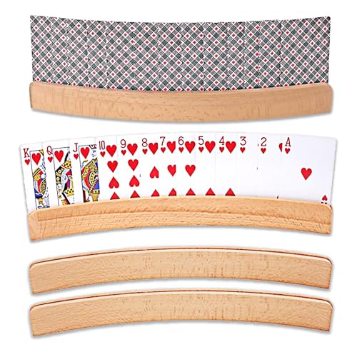 2 Stück Kartenhalter Spielkarten, Freisprech Spielkartenhalter Holz, Stehender Pokerhalter, 33 cm Länge, Spielkartenständer für Senioren, Kinder, Behindert von WQSS AOEIU