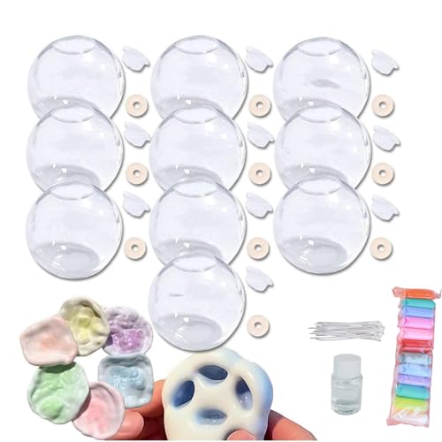 Blanko-Druckball-Haut-DIY-Kit, stressball Erwachsene，DIY-Stressball-Bausatz, mit leerer Hautbasis, Deckel, Kleber, Kabelbindern (1SET Transparent) von WQTHU