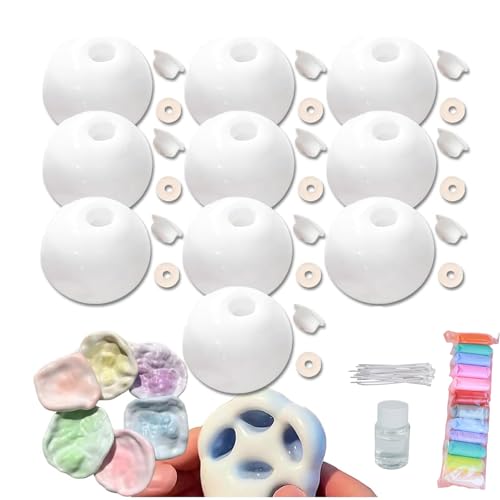 Blanko-Druckball-Haut-DIY-Kit, stressball Erwachsene，DIY-Stressball-Bausatz, mit leerer Hautbasis, Deckel, Kleber, Kabelbindern (1SET Weiß) von WQTHU