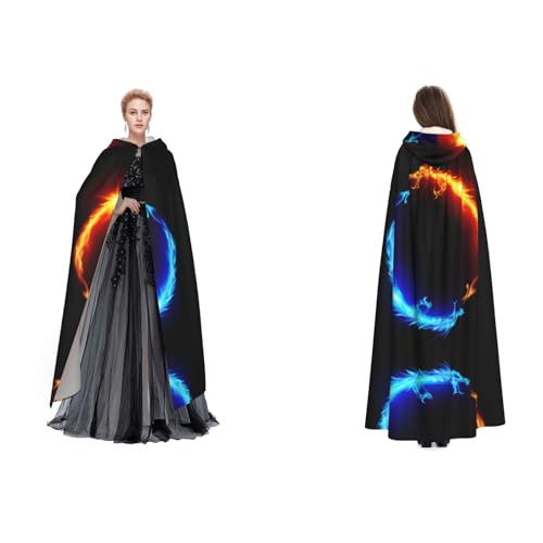 WQUVMDS (Fire and Ice Dragons) Unisex Kapuzenumhang Umhang Halloween Hexenparty Kapuze Erwachsene Vampire Umhang Umhang Umhang von WQUVMDS