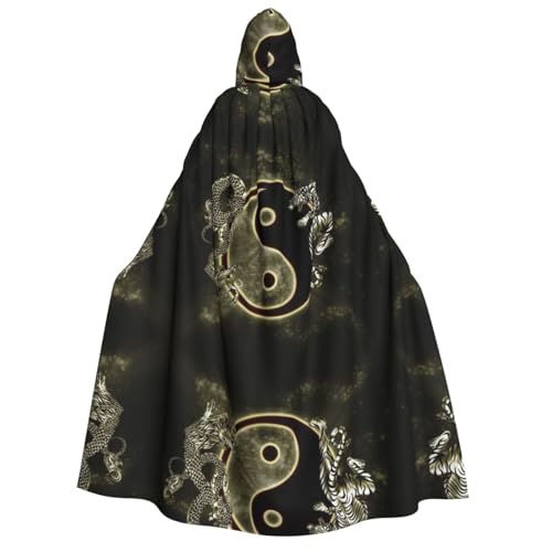 WQUVMDS (Yin Yang Dragon Tiger) Unisex Erwachsene Kapuzenumhang Umhang Halloween Cosplay Kostüme Vampire Umhang Umhang Umhang von WQUVMDS