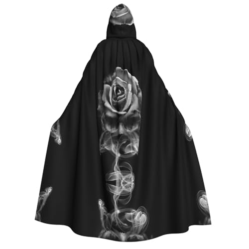 WQUVMDS Kapuzenumhang mit Totenkopf-Rose, Unisex, für Erwachsene, Halloween, Cosplay, Kostüme, Vampire, Umhang von WQUVMDS