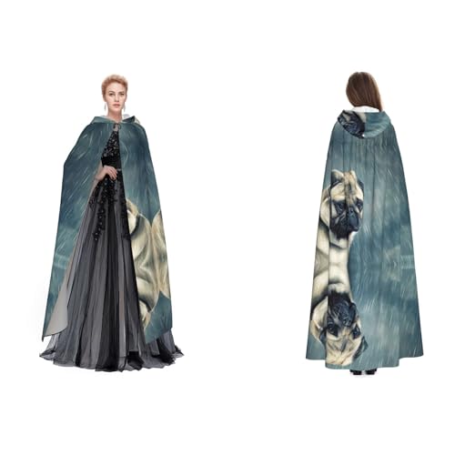 WQUVMDS Kapuzenumhang mit lustigem Mops, Unisex, für Halloween, Hexenparty, mit Kapuze, Vampir, Umhang WQUVMDS Kapuzenumhang mit lustigem Mops, Unisex, für Halloween, Hexenparty, mit Kapuze, Vampir, Umhang von WQUVMDS
