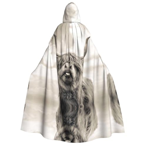 WQUVMDS Kapuzenumhang mit lustiger Hochlandkuh, Unisex, für Erwachsene, Halloween, Cosplay, Kostüme, Vampire, Umhang von WQUVMDS