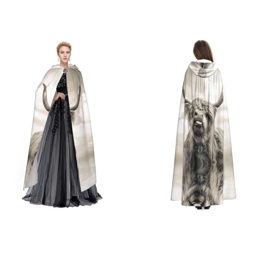 WQUVMDS Kapuzenumhang mit lustiger Hochlandkuh, Unisex, für Halloween, Hexenparty, mit Kapuze, Vampir, Umhang WQUVMDS Kapuzenumhang mit lustiger Hochlandkuh, Unisex, für Halloween, Hexenparty, mit Kapuze, Vampir, Umhang von WQUVMDS