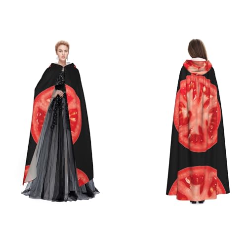 WQUVMDS Tomato Slice, Unisex-Kapuzenumhang für Halloween, Hexenparty, mit Kapuze, Vampirumhang für Erwachsene von WQUVMDS