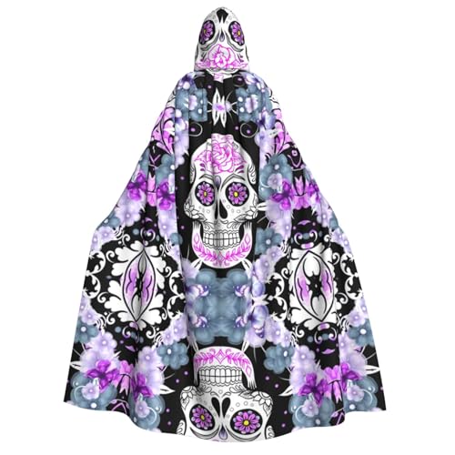 WQUVMDS Umhang mit Kapuze, Motiv: Blume, Zucker, Horror, Totenkopf, Unisex, Erwachsene, Halloween, Cosplay, Kostüme, Vampir, Umhang WQUVMDS Umhang mit Kapuze, Motiv: Blume, Zucker, Horror, Totenkopf, Unisex, Erwachsene, Halloween, Cosplay, Kostüme, Vampir, Umhang von WQUVMDS