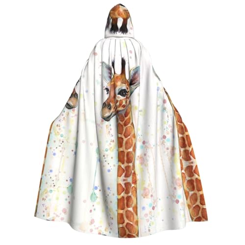 WQUVMDS Umhang mit Kapuze, Motiv: kleine Giraffe, Unisex, für Erwachsene, Halloween, Cosplay, Kostüme, Vampire, Umhang von WQUVMDS