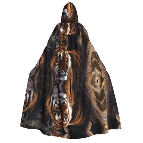 WQUVMDS Umhang mit Kapuze (Bengalischer Tiger) Unisex für Erwachsene, Halloween, Cosplay, Kostüme, Vampir, Umhang von WQUVMDS