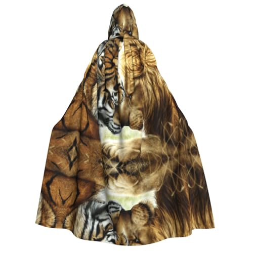 WQUVMDS Umhang mit Kapuze (Tiger und Löwe), Unisex, für Erwachsene, Halloween, Cosplay, Kostüme, Vampir, Umhang von WQUVMDS