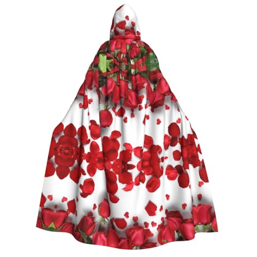 WQUVMDS Umhang mit Kapuze für Erwachsene, Motiv: Rote Rosenblätter, für Halloween, Cosplay, Vampire, Umhang WQUVMDS Umhang mit Kapuze für Erwachsene, Motiv: Rote Rosenblätter, für Halloween, Cosplay, Vampire, Umhang von WQUVMDS