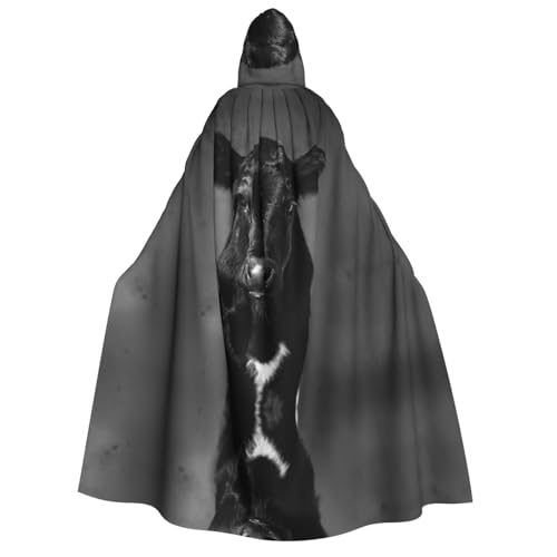 WQUVMDS Umhang mit Kapuze für Erwachsene, Schwarz / Weiß, Kuhgesicht, für Halloween, Cosplay, Vampire, Umhang WQUVMDS Umhang mit Kapuze für Erwachsene, Schwarz / Weiß, Kuhgesicht, für Halloween, Cosplay, Vampire, Umhang von WQUVMDS