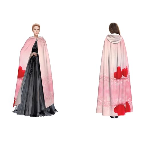WQUVMDS Umhang mit Kapuze und rotem Herz, rosa Glitzer, unisex, Halloween, Hexenparty, mit Kapuze, Vampir, Umhang für Erwachsene WQUVMDS Umhang mit Kapuze und rotem Herz, rosa Glitzer, unisex, Halloween, Hexenparty, mit Kapuze, Vampir, Umhang für Erwachsene von WQUVMDS