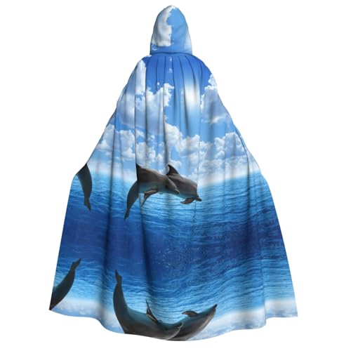 WQUVMDS Umhang mit Kapuze und zwei Delfinen, Unisex, für Erwachsene, Halloween, Cosplay, Kostüme, Vampire, Umhang WQUVMDS Umhang mit Kapuze und zwei Delfinen, Unisex, für Erwachsene, Halloween, Cosplay, Kostüme, Vampire, Umhang von WQUVMDS