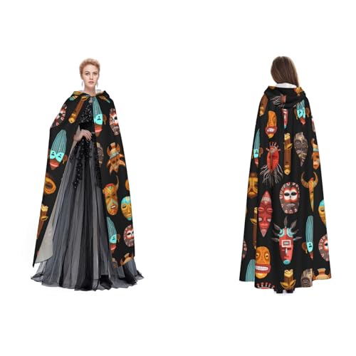 WQUVMDS Unisex Kapuzenumhang mit Kapuze, Motiv: afrikanische Rituale, ethnische Stammesmasken, Umhang für Halloween, Hexenparty, mit Kapuze, Vampir, Umhang WQUVMDS Unisex Kapuzenumhang mit Kapuze, Motiv: afrikanische Rituale, ethnische Stammesmasken, Umhang für Halloween, Hexenparty, mit Kapuze, Vampir, Umhang von WQUVMDS