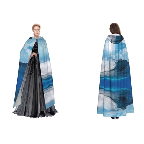 WQUVMDS Unisex Kapuzenumhang mit Kapuze, für Halloween, Hexenparty, mit Kapuze, Vampir, Blau von WQUVMDS