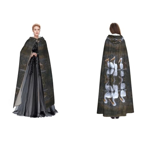 WQUVMDS Unisex Kapuzenumhang mit Kapuze (Three Pelicans) Halloween Hexenparty Hooded Adult Vampire Cape Cloak von WQUVMDS