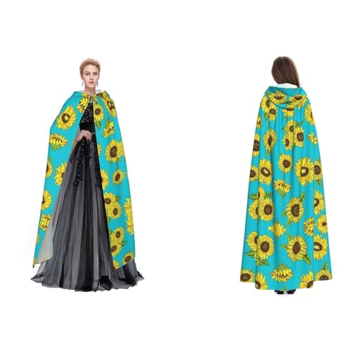 WQUVMDS Unisex Kapuzenumhang mit Sonnenblumenmuster, für Halloween, Hexenparty, mit Kapuze, Vampirumhang WQUVMDS Unisex Kapuzenumhang mit Sonnenblumenmuster, für Halloween, Hexenparty, mit Kapuze, Vampirumhang von WQUVMDS