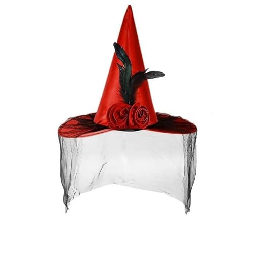 Halloween-Hexenhut: Erwachsenen- und Kinder-Festival-Party-Requisite mit Feder und Blumendekor – ideal für Tanzveranstaltungen von WREWING