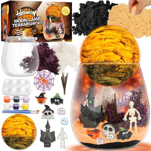 Terrarium Kit für Kinder - Halloween & Geburtstagsgeschenk für Mädchen im Alter von 4-12 Jahren, DIY Nachtlicht-Bastelset mit LED, kreatives Spielzeug & gruseliges Dekor von WREWING
