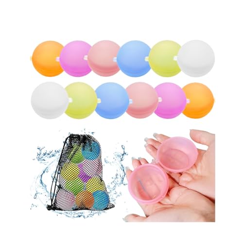 WREWING Wiederverwendbare Silikon-Wasserballons, sofortiges Befüllen mit einer Hand, Spritzwasser, Kampfspiel, Outdoor, Pool, Strand, Spaß, 12 Stück WREWING Wiederverwendbare Silikon-Wasserballons, sofortiges Befüllen mit einer Hand, Spritzwasser, Kampfspiel, Outdoor, Pool, Strand, Spaß, 12 Stück von WREWING