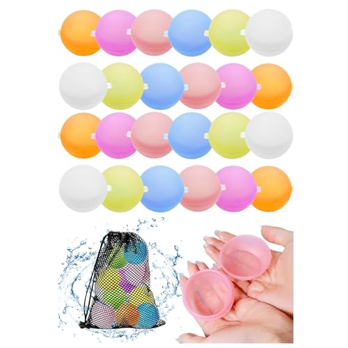 WREWING Wiederverwendbare Silikon-Wasserballons, sofortiges Befüllen mit einer Hand, Spritzwasser, Kampfspiel, Outdoor, Pool, Strand, Spaß, 24 Stück WREWING Wiederverwendbare Silikon-Wasserballons, sofortiges Befüllen mit einer Hand, Spritzwasser, Kampfspiel, Outdoor, Pool, Strand, Spaß, 24 Stück von WREWING