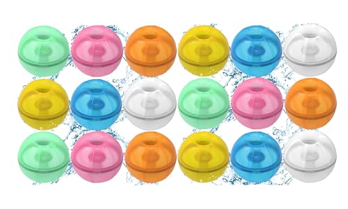 WREWING Wiederverwendbare Silikon-Wasserkugeln: Sofortige Füllung, selbstdichtendes Design für Wasserspaß, 6,3 cm Durchmesser, buntes Set mit Netzbeutel (18 Stück) von WREWING