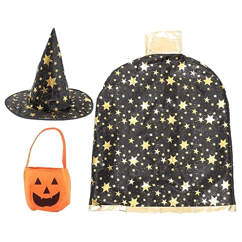 WRITWAA 1 Satz Halloween-Umhang Halloween-Kleid-Outfit Kinderumhang Kostüm halloween umhang halloween costume weihnachtsdeko Umhang mit Sternenmuster für Zaubererumhang Vlies Black WRITWAA 1 Satz Halloween-Umhang Halloween-Kleid-Outfit Kinderumhang Kostüm halloween umhang halloween costume weihnachtsdeko Umhang mit Sternenmuster für Zaubererumhang Vlies Black von WRITWAA
