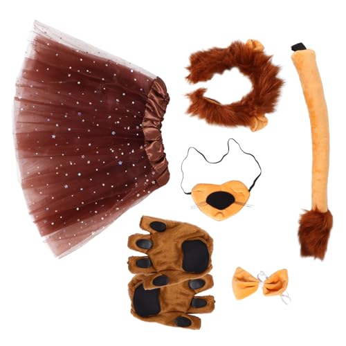 WRITWAA 1 Satz Halloween verkleiden lustig Outfit Mähne Faschingskostüm-Kit Zirkus kostüm Halloween-Kostüme für Frauen pelziges Kostüm Löwen Kostüm Flanell Light Brown von WRITWAA
